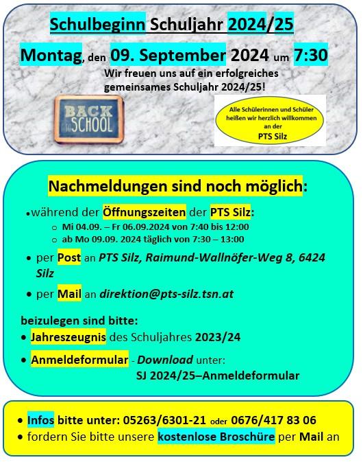PTS Silz Schulbeginn 2024/25